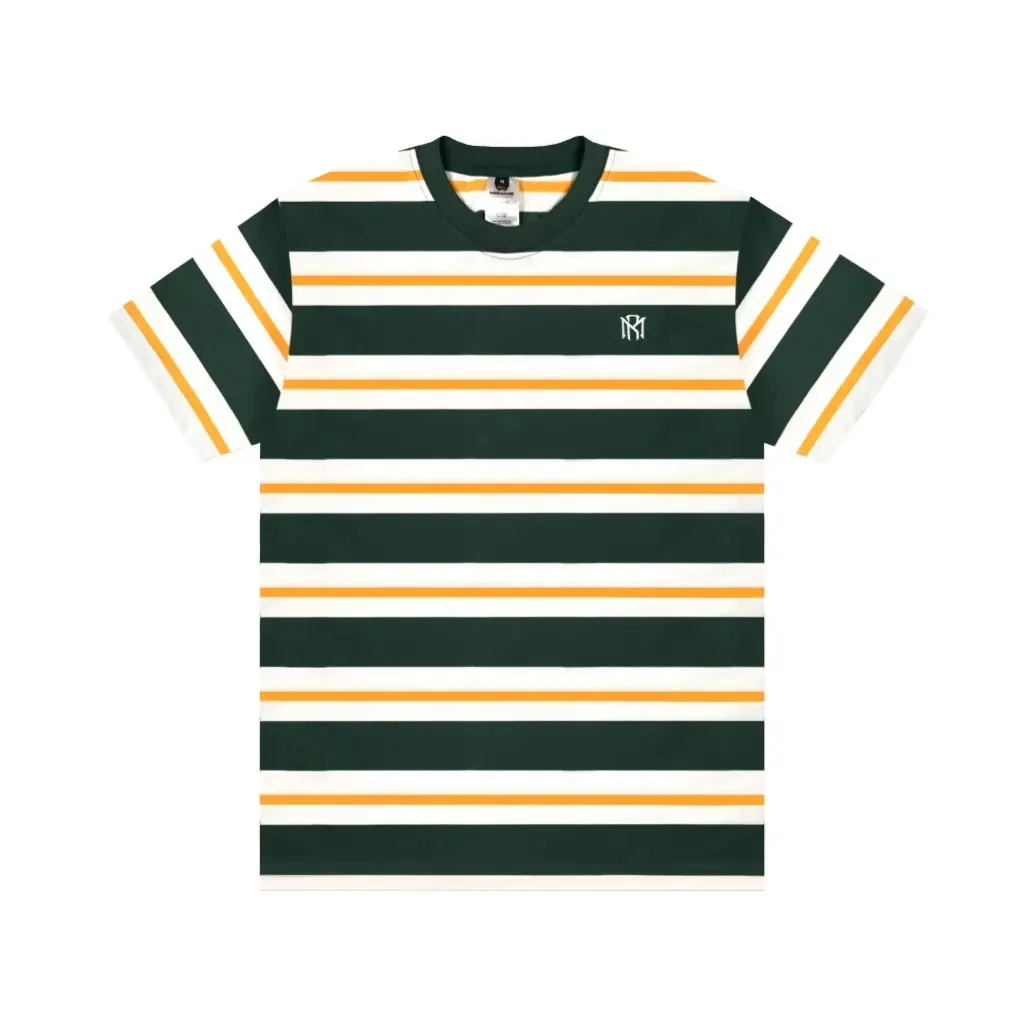 Kaos Stripe Hayden - Hijau Putih List Orange